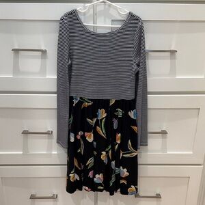 Tea Collection Black Stripe & Floral Dress